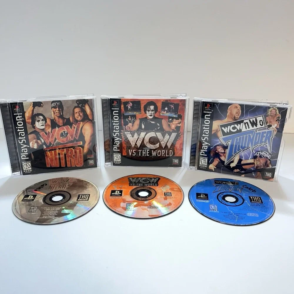 PS1 WCW Wresting Games Lot Of 3  WCW Nitro, Vs The World, WCW NWO Thunder CIB
